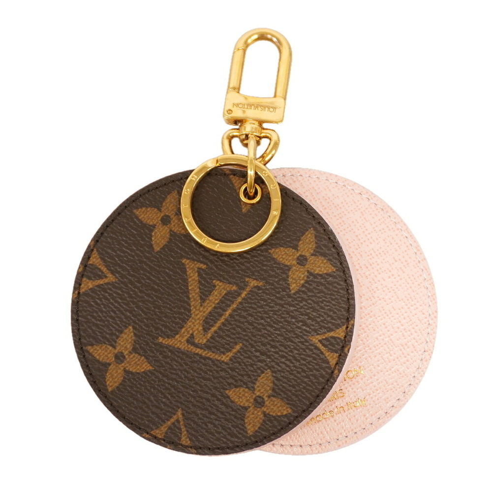 Louis Vuitton Keychain Charm Monogram LV Mirror Compact M68003 Brown Pink Wom...